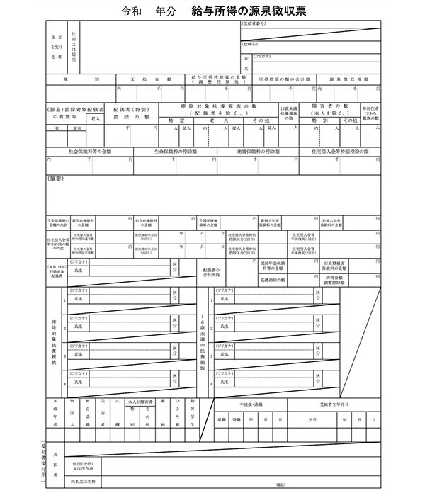 給与所得の源泉徴収票