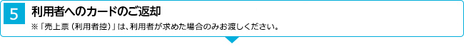 5．利用者へのカードのご返却 ※「売上票（利用者控）」は、利用者が求めた場合のみお渡しください。