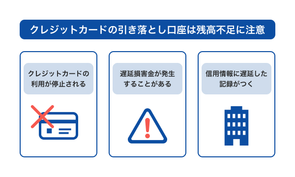 クレジットカードの引き落とし口座は残高不足に注意