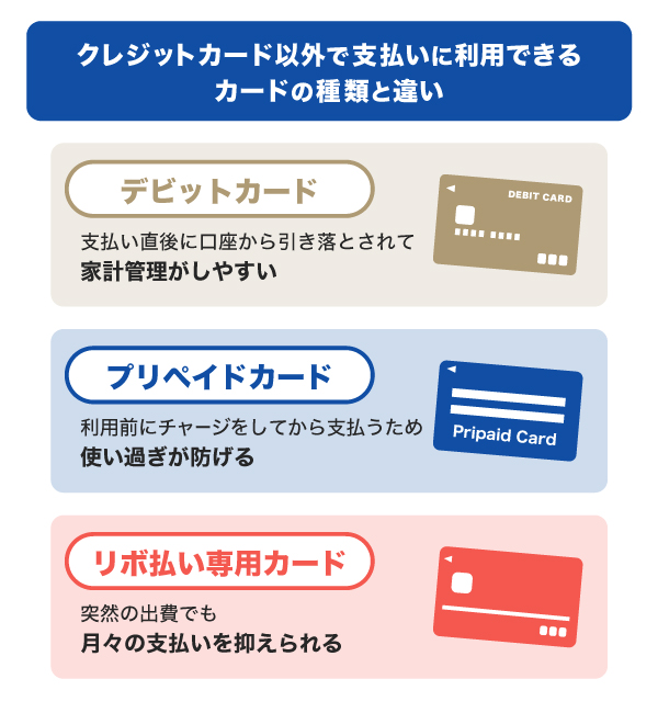 クレジットカード以外で支払いに利用できるカードの種類と違い