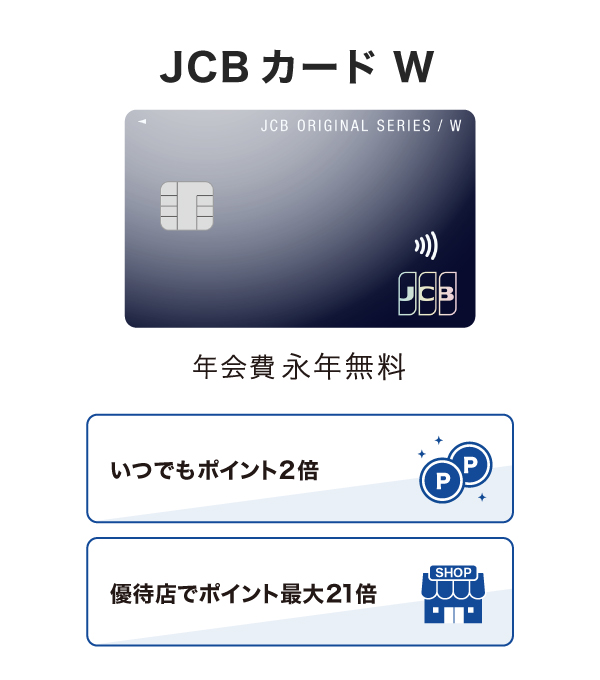 年会費無料！いつでもポイント2倍「JCB カード W」