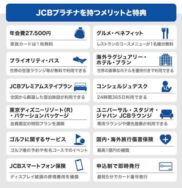 JCBプラチナを持つメリットと特典