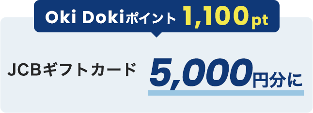 Oki Dokiポイント 1,100pt JCBギフトカード 5,000円分に